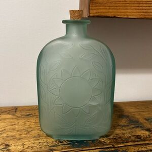 Embossed Green Frosted Glass Bottle
